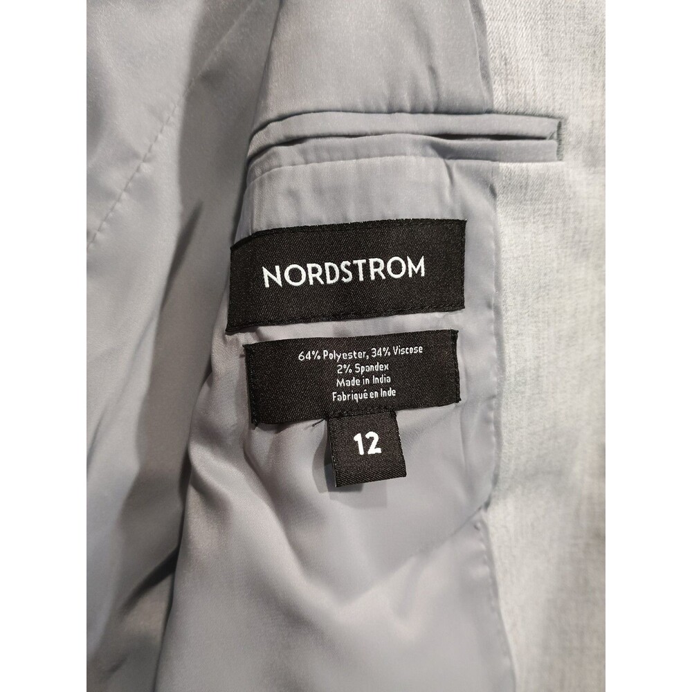 Nordstrom Gray Buttoned Stretch Tailored Lined Blazer Career Jacket - Women's 12 - Picture 4 of 7